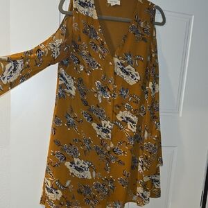 EUC!! Floral Mustard Mini Dress